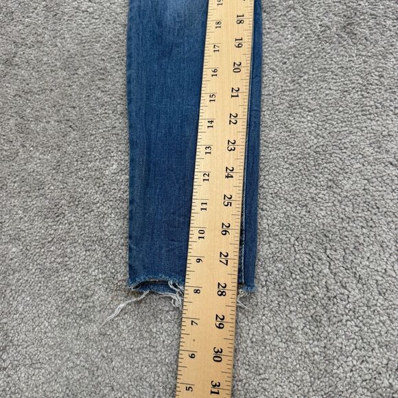 Zara High Waist Skinny Denim Jeans Womens 4 Sunrise Blue Distressed Hem 24x28 - Picture 13 of 15